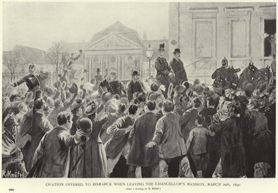 Ovation aangeboden aan Otto von Bismarck bij het verlaten van het kanseliershuis door German School