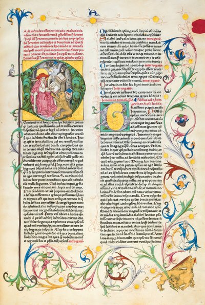 Pagina uit Epistolae Hieronymus, brieven en traktaten van St. Jerome, bewerkt door Adrianus Brielis door German School