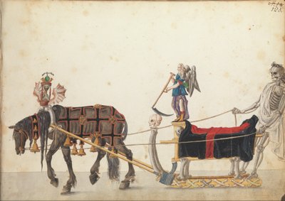 Optocht slee in parade, ca. 1640 (pen en inkt, aquarel en wassingen) door German School