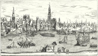 Panorama van Antwerpen aan het begin van de 16e eeuw door German School