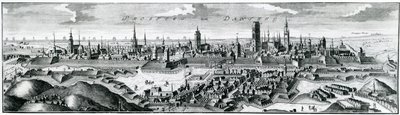 Panoramisch uitzicht op Danzig (Gdansk) door German School