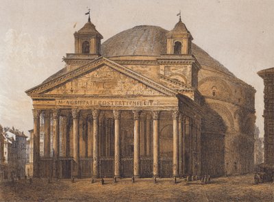 Pantheon, Rome (kleurenlitho) door German School
