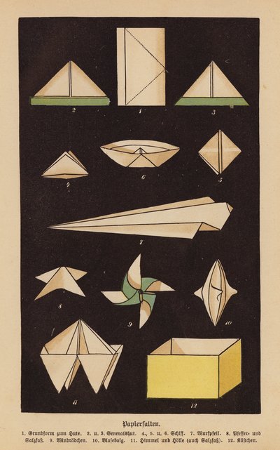 Papier vouwen (kleurenlitho) door German School