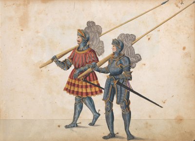 Parade voor een toernooi, ca. 1640 (pen en inkt, aquarel en wassingen) door German School