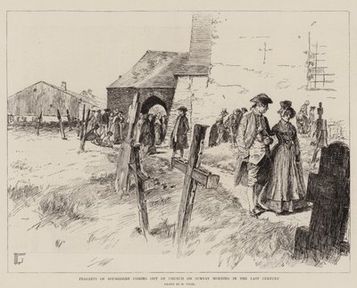 Boeren van Bourgogne die op zondagochtend de kerk verlaten in de vorige eeuw door German School