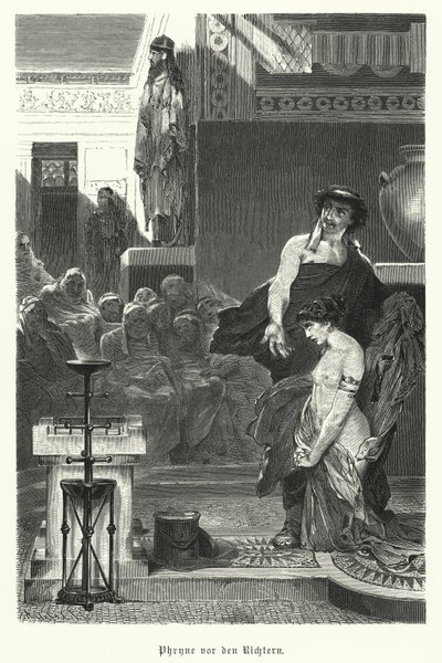 Phryne, Oud-Griekse courtisane, terechtgesteld voor godslastering, 4e eeuw v.Chr. door German School