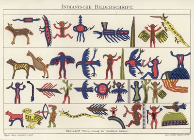 Afbeeldingen van het vocale schrift van de Wabino-Odschibwa Native American Indianen door German School