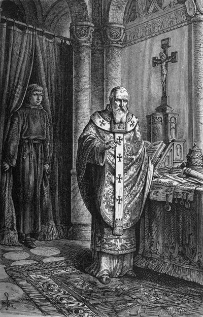 Paus Clemens IV (Gui Foucois of Coots of Foucault, late 12e eeuw-1268). Gravure in 