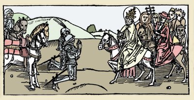 Paus Leo I ontmoet Attila en de Arrete - Barbarse invasies - Gravure uit 
