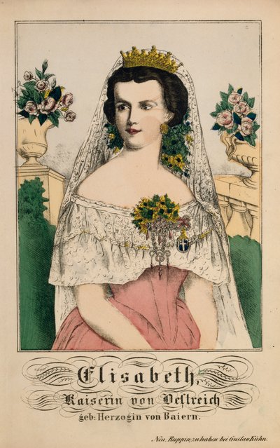 Portret van Elizabeth van Beieren, Keizerin van Oostenrijk, uit Neuruppiner Bilderbogen, 1860 door German School