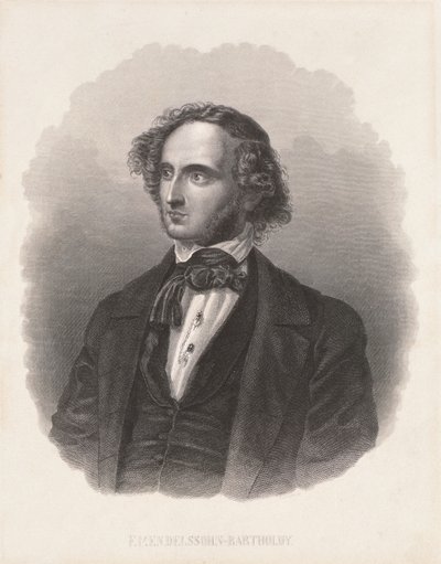 Portret van Felix Mendelssohn (1809-47) door German School