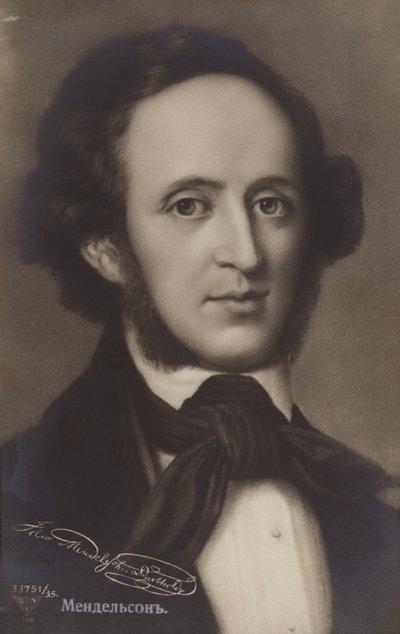 Portret van Felix Mendelssohn door German School