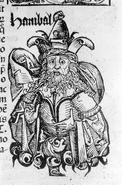 Portret van Hannibal of Annibal (247 v.Chr. - 183 v.Chr.), Carthaagse generaal en staatsman - in Liber chronicarum door Hartmann Schedel, Neurenberg 1497. door German School