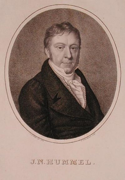 Portret van Johann Nepomuk Hummel, gegraveerd door F. Fleischmann door German School