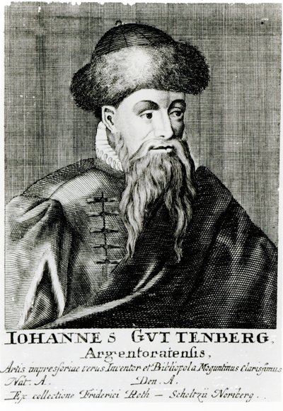 Portret van Johannes Gutenberg door German School