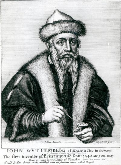 Portret van Johannes Gutenberg door German School