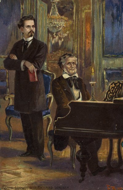 Portret van Koning Ludwig II en Richard Wagner door German School