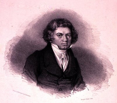 Portret van Ludwig van Beethoven (1770-1827) gegraveerd door Faustin Herr door German School