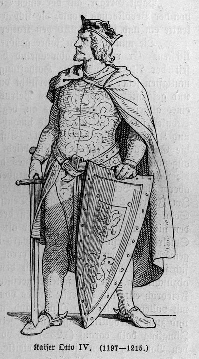 Portret van Otto van Brunswijk (1174/1182-1218), Duits-Romeins keizer en koning van Italië. Gravure in 