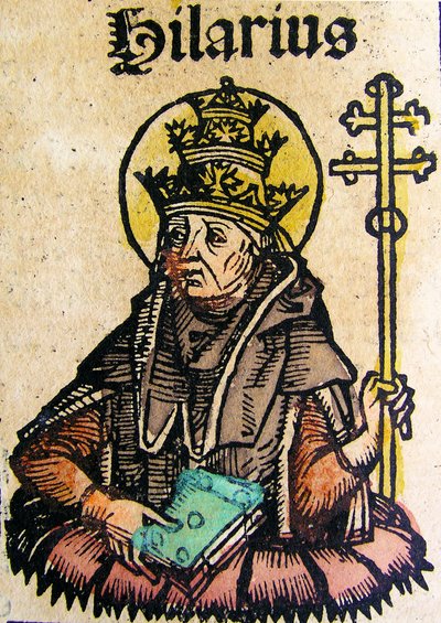 Portret van Paus Hilarius, gepubliceerd in de Neurenberg Kroniek door German School