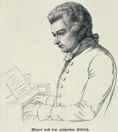 Portret van Wolfgang Amadeus Mozart (1756-91) door German School