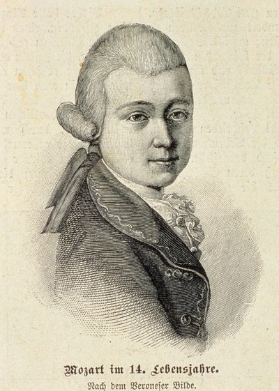 Portret van Wolfgang Amadeus Mozart (1756-91) door German School
