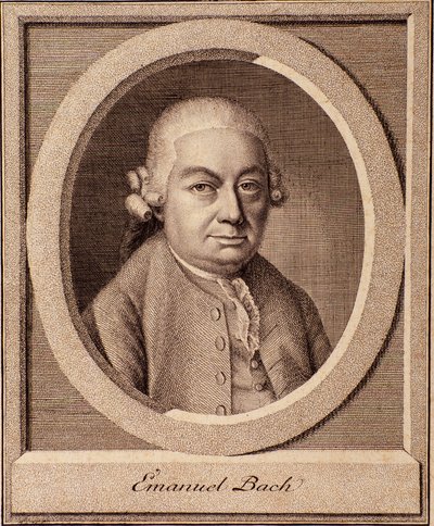 Portret van Duitse componist Carl Philipp Emanuel Bach (1714-1788) zoon van Johan Sebastian Bach door German School