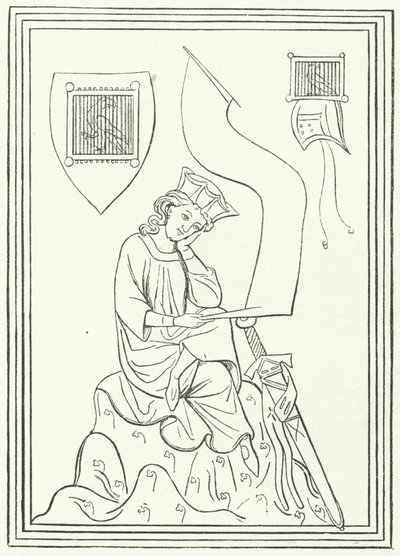 Portret van de Middelhoogduitse lyrische dichter Walther von der Vogelweide uit de Codex Manesse door German School