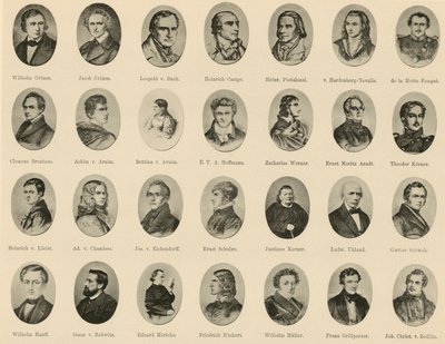 Portretten van beroemde Duitsers uit Ritter vom Deutschen Geiste (litho) door German School