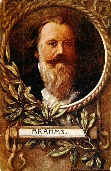 Ansichtkaart met Johannes Brahms (1833-97) c.1910 door German School