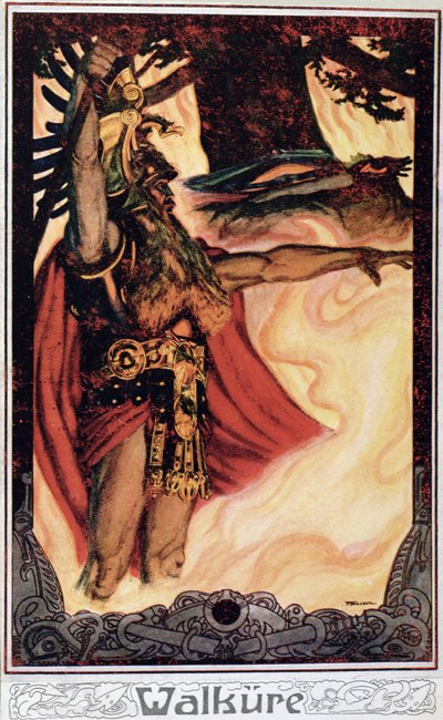 Ansichtkaart die Odin oproept het vuur uitbeeldt, 1914 door German School