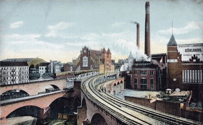 Ansichtkaart met de Overground Metro in Berlijn, voor 1910 door German School