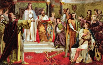 Ansichtkaart met een scène uit Tannhäuser door Richard Wagner (1813-83), c.1900 door German School
