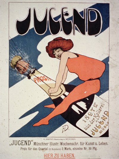 Poster voor Jugend, geïllustreerd Weekblad voor Kunst en Leven, München, 1897 door German School
