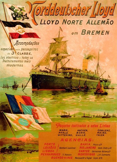 Poster ter promotie van de Noord-Duitse Lloyd Lijn, 1898 door German School