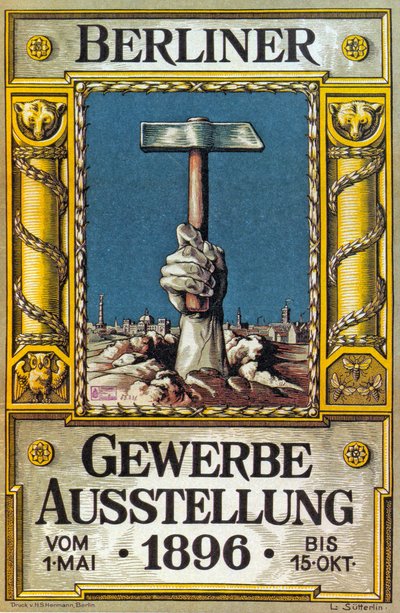 Poster voor de Industriële Tentoonstelling in Berlijn, Duitsland, 1896 door German School