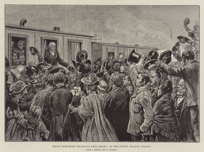 Vertrek van prins Bismarck uit Berlijn, op het station Stettin door German School