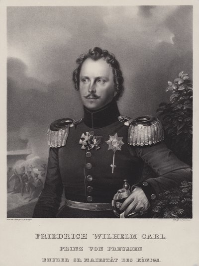 Prins Wilhelm van Pruisen (1783-1851), broer van koning Frederik Willem III (litho) door German School