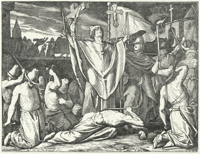 Processie van een geselbroederschap (gravure) door German School