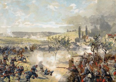 Pruisische Landwehr in actie bij de Slag om Noisseville, Frans-Pruisische Oorlog, 31 augustus 1870 door German School
