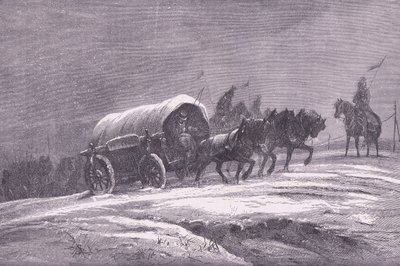 Pruisische veldpost in de sneeuw, Cassells Geschiedenis van de Oorlog tussen Frankrijk en Duitsland gepubliceerd door Cassell and Company Limited, ca. 1890 door German School