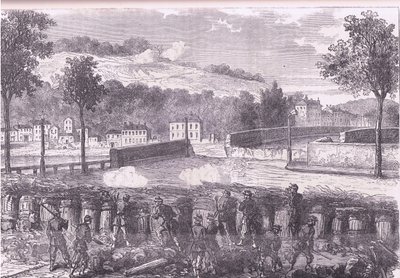 Pruisische redoute die de brug van Sèvres beveelt, Cassells Geschiedenis van de oorlog tussen Frankrijk en Duitsland uitgegeven door Cassell and Company Limited, ca. 1890 door German School