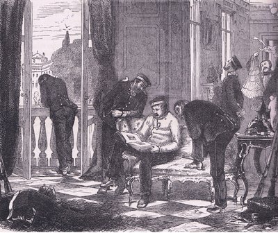 Pruisen in bezetting van een villa nabij Parijs, Cassells Geschiedenis van de Oorlog tussen Frankrijk en Duitsland gepubliceerd door Cassell and Company Limited, ca. 1890 door German School