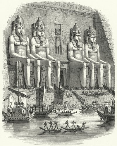 Religieus festival in het oude Egypte (gravure) door German School