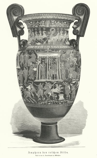 Rijkelijk versierde Griekse amphora door German School