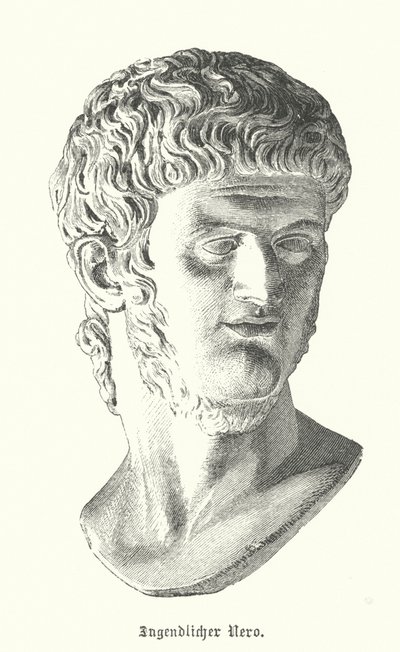 Romeinse keizer Nero in zijn jeugd (gravure) door German School