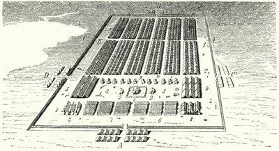 Romeins legerkamp (gravure) door German School