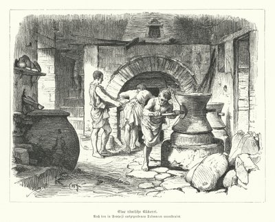 Romeinse bakkerij (gravure) door German School