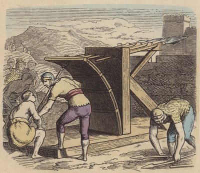 Romeinse ballista (gekleurde gravure) door German School