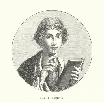 Romeinse dichteres (gravure) door German School